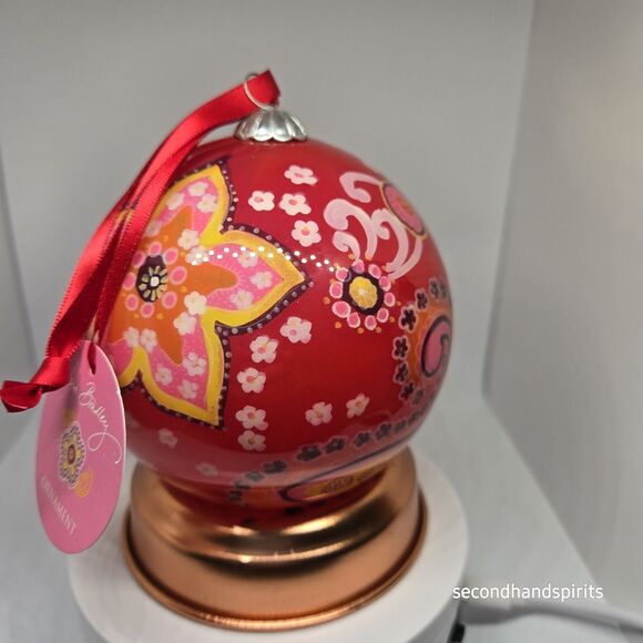 Vera Bradley Raspberry Fizz Glass Ball Ornament Christmas W Box - Picture 8 of 9